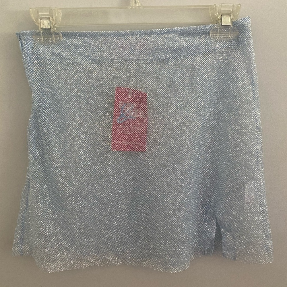 Elsie & Fred blue iridescent mesh miniskirt. Size 8. New with tags.